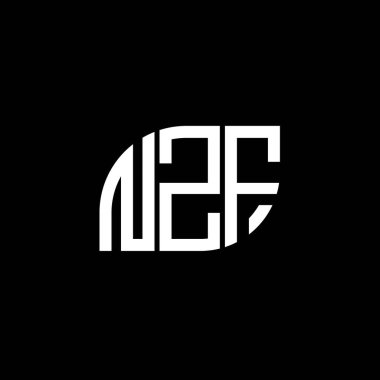 Siyah arka planda NZF harf logosu tasarımı. NZF yaratıcı harf logosu konsepti. NZF harf tasarımı.
