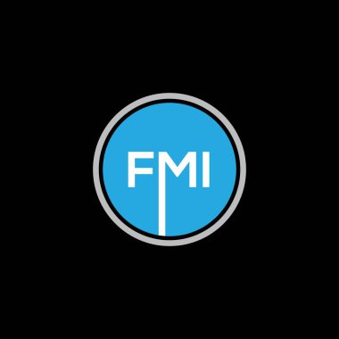 Siyah arka planda FMI harf logosu tasarımı. FMI yaratıcı harflerin baş harfleri logo kavramı. FMI harf tasarımı.
