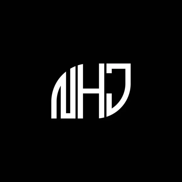 Diseño Del Logotipo Letra Nhj Sobre Fondo Negro Nhj Iniciales — Vector de stock