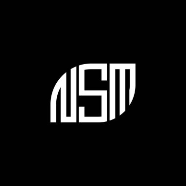 Siyah arka planda NSM harf logosu tasarımı. NSM yaratıcı harflerin baş harfleri logo kavramı. NSM harf tasarımı.