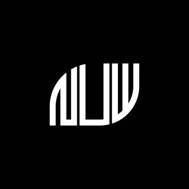 Siyah arka planda NUW harf logosu tasarımı. NUW yaratıcı harflerin baş harfleri logo kavramı. NUW harf tasarımı.