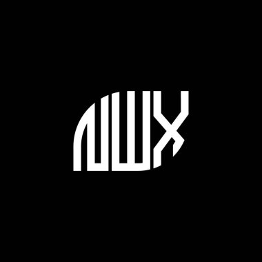 Siyah arka planda NWX harf logosu tasarımı. NWX yaratıcı harflerin baş harfleri logo kavramı. NWX harf tasarımı.