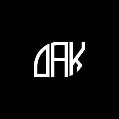 Siyah arka planda OAK mektup logosu tasarımı. OAK yaratıcı harf logosu konsepti. OAK mektup tasarımı.