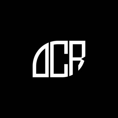 Siyah arka planda OCR harf logosu tasarımı. OCR yaratıcı harflerin baş harfleri logo kavramı. OCR harf tasarımı.