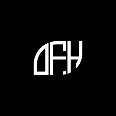 Siyah arka planda OFH harf logosu tasarımı. OFH yaratıcı harflerin baş harfleri logo kavramı. OFH harf tasarımı.