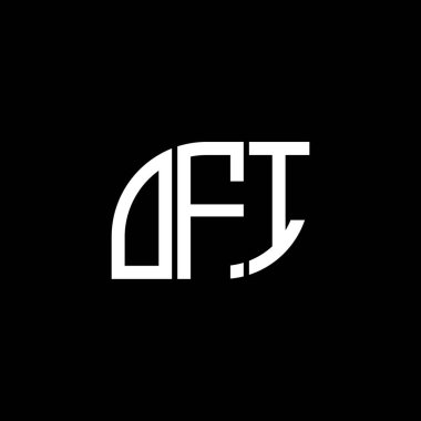 Siyah arka planda OFI harf logosu tasarımı. OFI yaratıcı harflerin baş harfleri logo kavramı. OFI harf tasarımı.