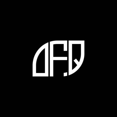 Siyah arka planda OFQ harf logosu tasarımı. OFQ yaratıcı harflerin baş harfleri logo kavramı. OFQ harf tasarımı.