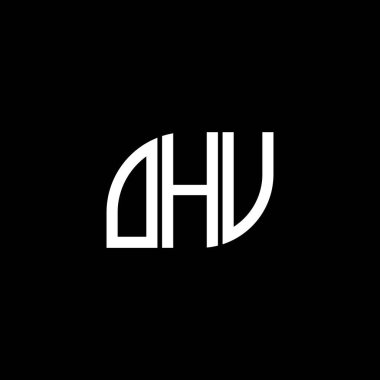 Siyah arka planda OHV harf logosu tasarımı. OHV yaratıcı harflerin baş harfleri logo konsepti. OHV harf tasarımı.