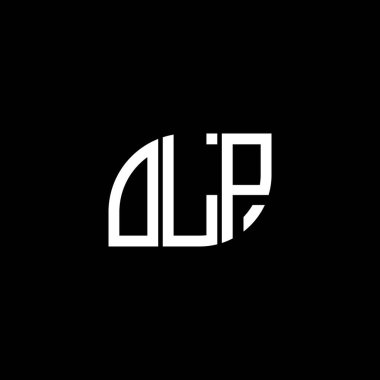 Siyah arka planda OLP harf logosu tasarımı. OLP yaratıcı harflerin baş harfleri logo kavramı. OLP harf tasarımı.