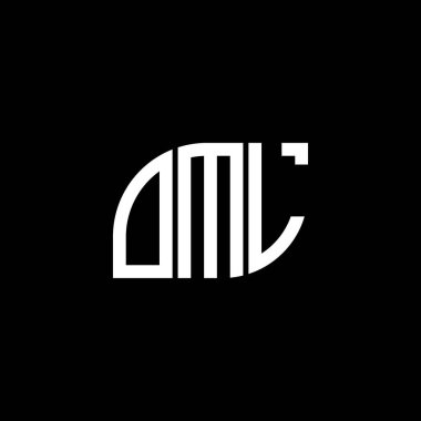 Siyah arka planda OML harf logosu tasarımı. OML yaratıcı harflerin baş harfleri logo kavramı. OML harf tasarımı.