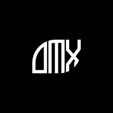 Siyah arka planda OMX harf logosu tasarımı. OMX yaratıcı harflerin baş harfleri logo kavramı. OMX harf tasarımı.