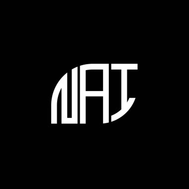 Siyah arka planda NAI harf logosu tasarımı. NAI yaratıcı harf logosu konsepti. NAI harf tasarımı.