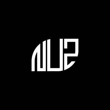 Siyah arkaplanda NUZ harfi logo tasarımı. NUZ yaratıcı harfler logosu konsepti. NUZ harf tasarımı.