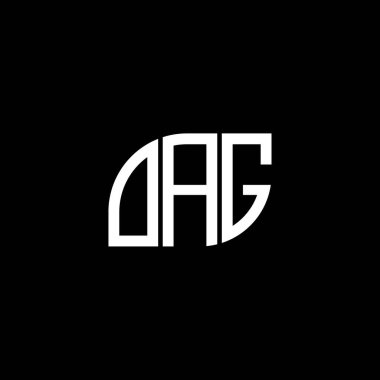 Siyah arka planda OAG harf logosu tasarımı. OAG yaratıcı harflerin baş harfleri logo kavramı. OAG harf tasarımı.