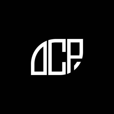 Siyah arka planda OCP harf logosu tasarımı. OCP yaratıcı harflerin baş harfleri logo kavramı. OCP harf tasarımı.