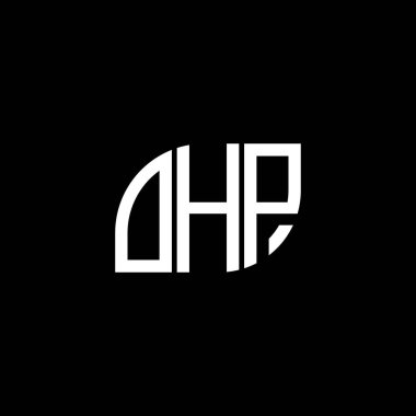 Siyah arkaplanda OHP harf logosu tasarımı. OHP yaratıcı harflerin baş harfleri logo kavramı. OHP harf tasarımı.