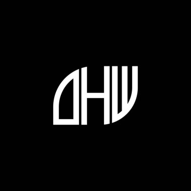 Siyah arka planda OHW harf logosu tasarımı. OHW yaratıcı harflerin baş harfleri logo kavramı. OHW harf tasarımı.