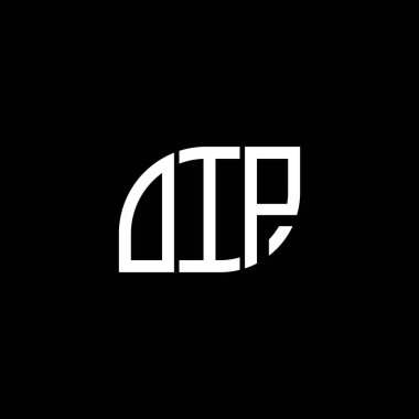 Siyah arka planda OIP harfi logosu tasarımı. OIP yaratıcı harfler logosu konsepti. OIP harf tasarımı.