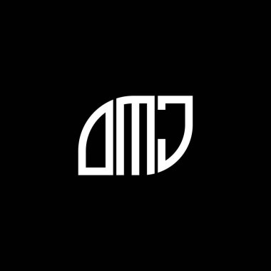 Siyah arka planda OMJ harf logosu tasarımı. OMJ yaratıcı harflerin baş harfleri logo kavramı. OMJ harf tasarımı.