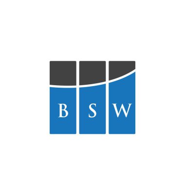 Siyah arka planda BSW harf logosu tasarımı. BSW yaratıcı harflerin baş harfleri logo kavramı. BSW harf tasarımı.