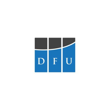Beyaz arka planda DFU harf logosu tasarımı. DFU yaratıcı harflerin baş harfleri logo kavramı. DFU harf tasarımı.