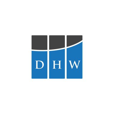 Beyaz arka planda DHW harf logosu tasarımı. DHW yaratıcı harflerin baş harfleri logo kavramı. DHW harf tasarımı.