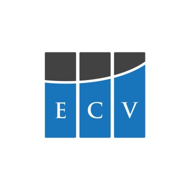 Beyaz arka planda ECV harf logosu tasarımı. ECV yaratıcı harflerin baş harfleri logo kavramı. ECV harf tasarımı.