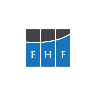 Beyaz arka planda EHF harf logosu tasarımı. EHF yaratıcı harflerin baş harfleri logo kavramı. EHF harf tasarımı.