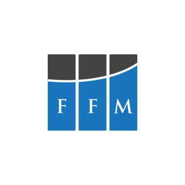Beyaz arka planda FFM harf logosu tasarımı. FFM yaratıcı harflerin baş harfleri logo kavramı. FFM harf tasarımı.