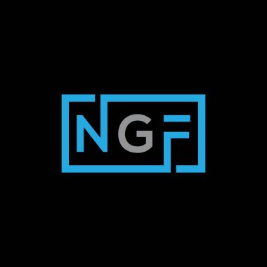 Beyaz arka planda NGF harf logosu tasarımı. NGF yaratıcı harflerin baş harfleri logo kavramı. NGF harf tasarımı.