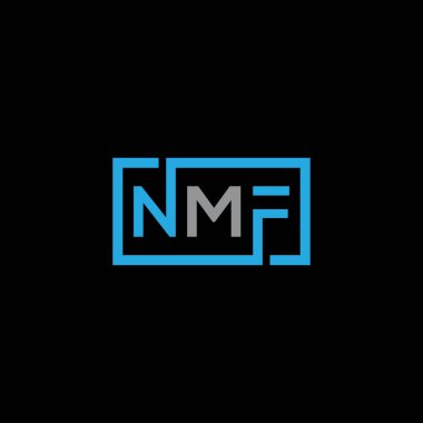 Beyaz arka planda NMF harf logosu tasarımı. NMF yaratıcı harflerin baş harfleri logo kavramı. NMF harf tasarımı.