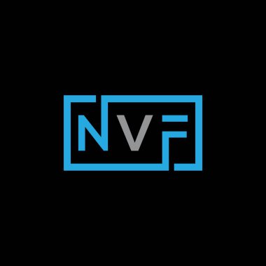 Beyaz arka planda NVF harf logosu tasarımı. NVF yaratıcı harflerin baş harfleri logo kavramı. NVF harf tasarımı.