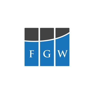 Beyaz arka planda FGW harf logosu tasarımı. FGW yaratıcı harflerin baş harfleri logo kavramı. FGW harf tasarımı.