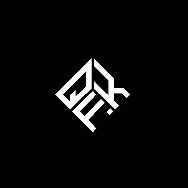 QFK harf logo tasarımı siyah arkaplan üzerine. QFK yaratıcı harflerin baş harfleri logo kavramı. QFK harf tasarımı.