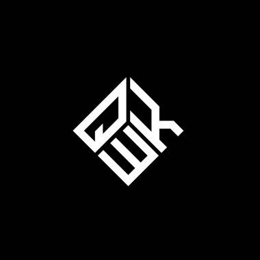 QWK harf logo tasarımı siyah arkaplan üzerine. QWK yaratıcı harflerin baş harfleri logo kavramı. QWK harf tasarımı.