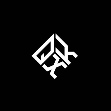 Siyah arkaplanda QXK harf logosu tasarımı. QXK yaratıcı harflerin baş harfleri logo kavramı. QXK harf tasarımı.