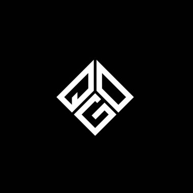 QGO harfi logo tasarımı siyah arkaplan üzerine. QGO yaratıcı harflerin baş harfleri logo kavramı. QGO harf tasarımı.
