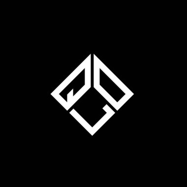 QLO harfi logo tasarımı siyah arkaplan üzerine. QLO yaratıcı harflerin baş harfleri logo kavramı. QLO harf tasarımı.