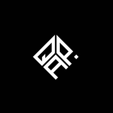 Siyah arkaplan üzerine QAP harf logosu tasarımı. QAP yaratıcı harflerin baş harfleri logo kavramı. QAP harf tasarımı.
