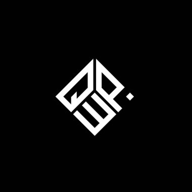 QWP harfi logo tasarımı siyah arkaplan üzerine. QWP yaratıcı harflerin baş harfleri logo kavramı. QWP harf tasarımı.