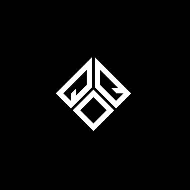 QOQ harfi logo tasarımı siyah arkaplan üzerine. QOQ yaratıcı harflerin baş harfleri logo kavramı. QOQ harf tasarımı.
