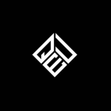 QEU harfi logo tasarımı siyah arkaplan üzerine. QEU yaratıcı harflerin baş harfleri logo kavramı. QEU harf tasarımı.