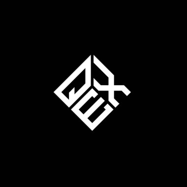 Siyah arkaplanda QEX harf logosu tasarımı. QEX yaratıcı harflerin baş harfleri logo kavramı. QEX harf tasarımı.