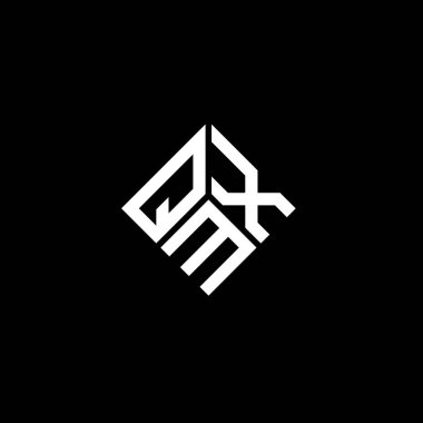 Siyah arkaplanda QMX harf logosu tasarımı. QMX yaratıcı harflerin baş harfleri logo kavramı. QMX harf tasarımı.