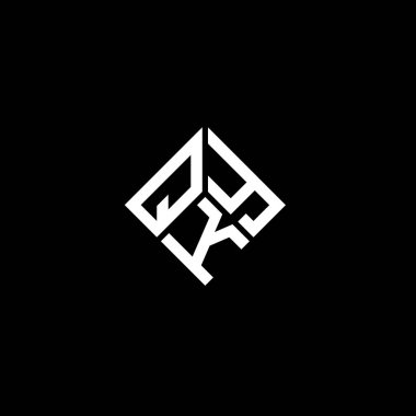 Siyah arkaplanda QKY harf logosu tasarımı. QKY yaratıcı harflerin baş harfleri logo kavramı. QKY harf tasarımı.
