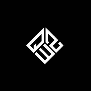 Siyah arkaplanda QWZ harf logosu tasarımı. QWZ yaratıcı harf logosu konsepti. QWZ harf tasarımı.