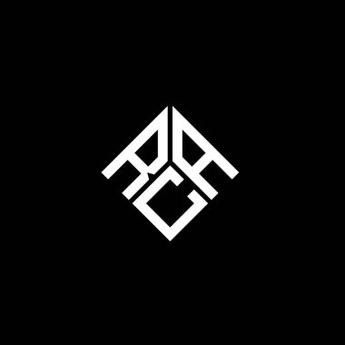 Siyah arka planda RCA harf logosu tasarımı. RCA yaratıcı harflerin baş harfleri logo kavramı. RCA harf tasarımı.