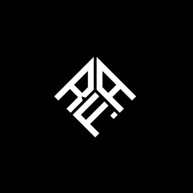 Siyah arka planda RFA harf logosu tasarımı. RFA yaratıcı harflerin baş harfleri logo kavramı. RFA harf tasarımı.
