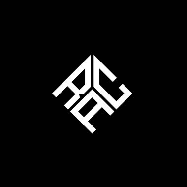 Siyah arka planda RAC harf logosu tasarımı. RAC yaratıcı harf logosu konsepti. RAC harf tasarımı.