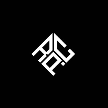 Siyah arka planda RPC harf logosu tasarımı. RPC yaratıcı harflerin baş harfleri logo kavramı. RPC harf tasarımı.
